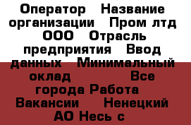 Оператор › Название организации ­ Пром лтд, ООО › Отрасль предприятия ­ Ввод данных › Минимальный оклад ­ 23 000 - Все города Работа » Вакансии   . Ненецкий АО,Несь с.